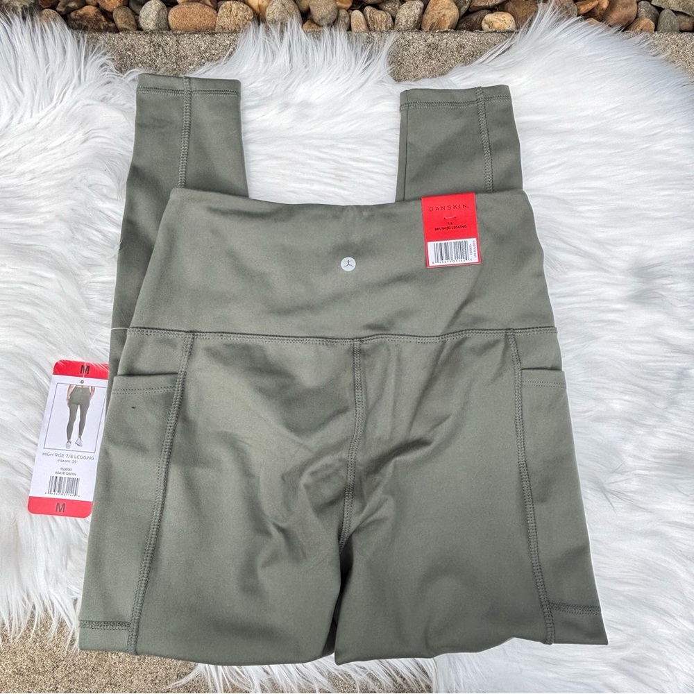 Danskin High Rise Set of Leggings Size Medium (Green & Mauve) NWT - Picture 3 of 9